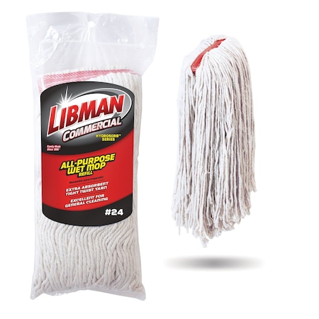 Libman Commercial Wet Mop Head, Cut-End Cotton, #24 975