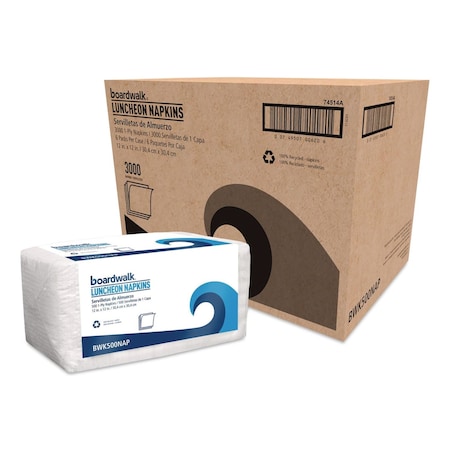 Boardwalk Lunch Napkins, 1/4-Fold, 1-Ply, 12in x 12in, White, 500PK 4514