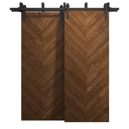 Sartodoors Sliding Closet Barn Bypass Doors 36 x 96 inches, Ego 5005 Cognac Oak Veneer, Modern 6.6ft Rails Ha EGO5005BBB-DKO-3696