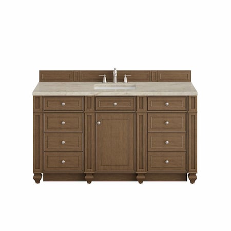James Martin Vanities Bristol 60" Single Vanity, Saddle Brown, w/ 3 CM Tajnar Eclos Top w/FreePower Wireless Charger 157-V60S-SBR-FTJR