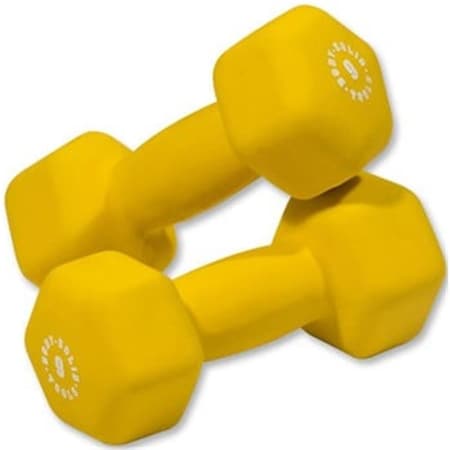 Body-Solid 9 lbs Neoprene Dumbell, Yellow - Pair BSTND9PR