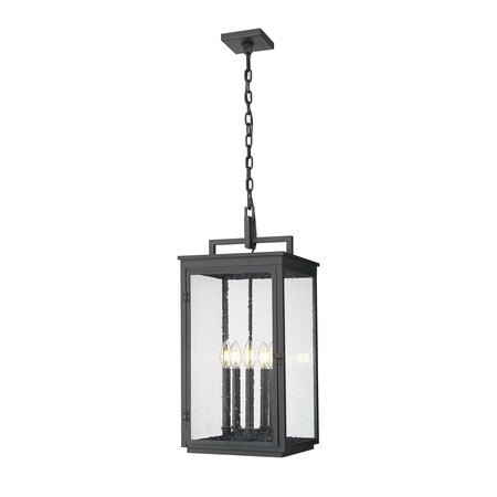Z-Lite Hartwell 5-Light Outdoor Chain Mount Ceiling Fixture, 12 in W, Sand Black 5019CHXL-BK