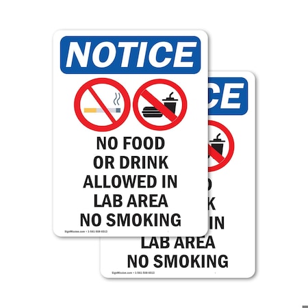 Signmission No Food Or Drink Allowed Sign With Symbol, 3.5 in W x Rectangle, Vinyl Decal OS-2PACK-NS-D-35-V-14579