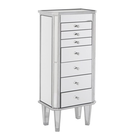 Homeroots 18" Silver Mirrored Writing Desk With Seven Drawers 402023