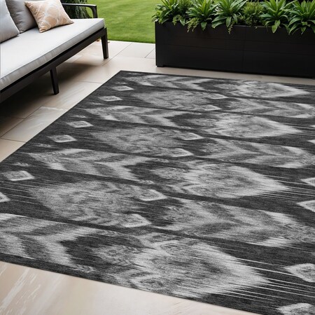 Homeroots 5' X 8' Black Charcoal And Silver Southwestern Washable Indoor Outdoor Area Rug 587801