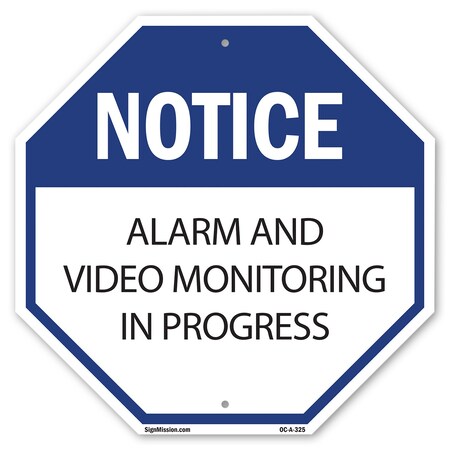 Signmission Notice Alarm and Video Monitoring i, 10 Inch X 10 Inch, Aluminum Metal Signs OC-A-10-325