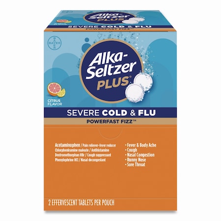 Alka-Seltzer Plus PowerFast Fizz Sever Cold and Flu Effervescent Tablet, 2 Tablets/Pouch, 30PK 97319