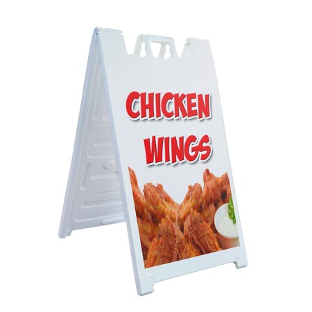 Signmission Chicken Wings, A-Frame & 2 Decals Installed, Heavy-Duty Plastic Frame SBHD-D-2436-Chicken Wings