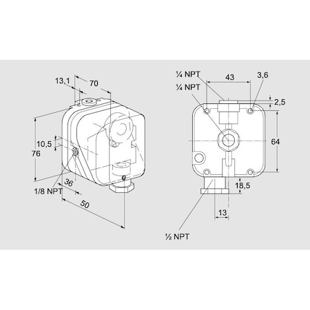 Honeywell Kromschroder Gas Pressure Switch, Adjustable, DG Series, Air/Gas/Flue KS84447801