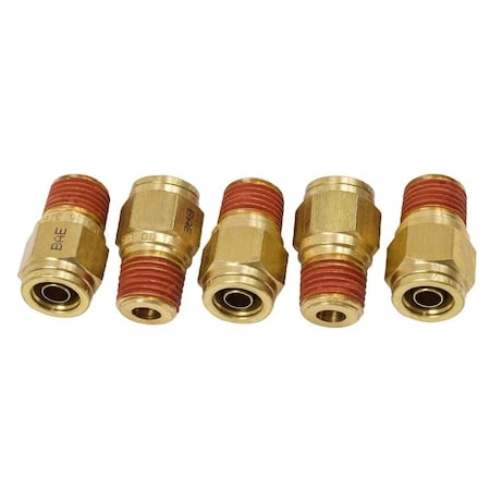 Mytee Products DOT Male Connector Brass Push-Lock Air Brake Fitting 3/8inTube OD x 1/4inNPT Set of 5 MP-ABF-ST3814