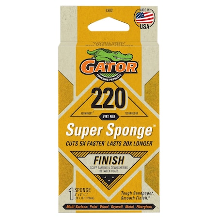 Gator Finishing AlumiNext Sandpaper Super Sponge, 220 Very Fine Grit Finish 7302
