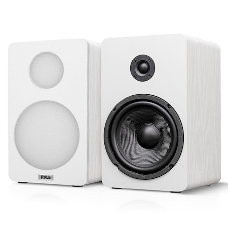 Pyle 6.5 in Bookshelf Speakers, White PSMSP6WH