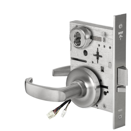 Best Fail Secure, 24V, Electrified Mortise Lock, 14 Lever, R Rose, Request to Exit, Satin Chrome 45HW7DEU14R626RQE