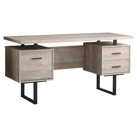 Homeroots 60" Taupe and Black Computer Desk With Three Drawers 333519