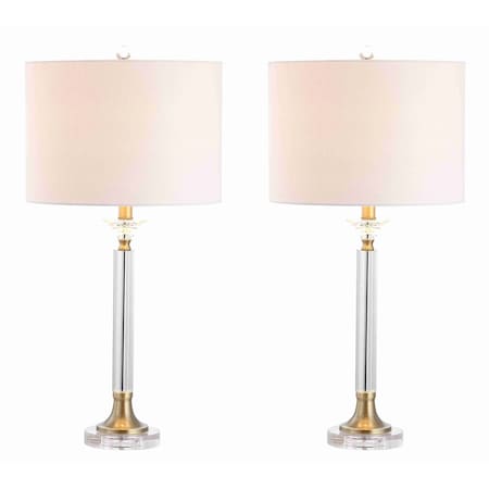 Jonathan Y Mark 28" Crystal/Metal LED Table Lamp, Clear/Brass Gold, 2PK JYL5039A-SET2