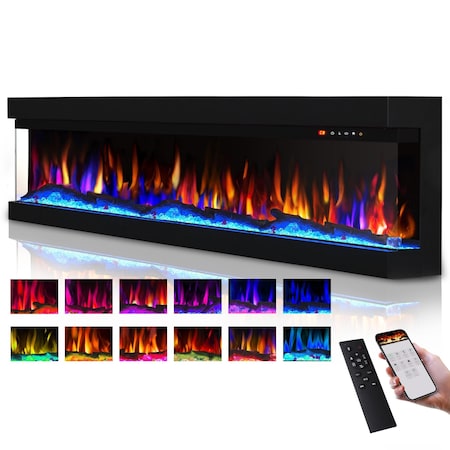 Edendirect 36 in. 3-Sided Freestanding Electric Fireplace Insert in Black with 13-Flame Colors, Remote Control ZR-BL36