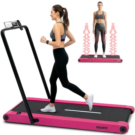 Squatz 2‑in‑1 Walking Pad Treadmill with Handlebar & Vibration Plates SQWPVH15PK