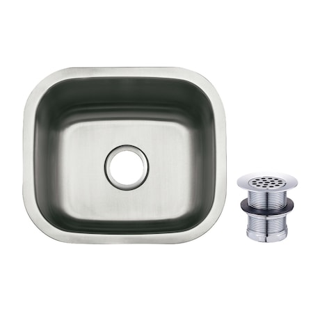 Kingston Brass 16" Stainless Steel Single Bowl Undermount Bar Prep Sink, Brushed Stainless Steel/Polished Chrome KGKUS161681
