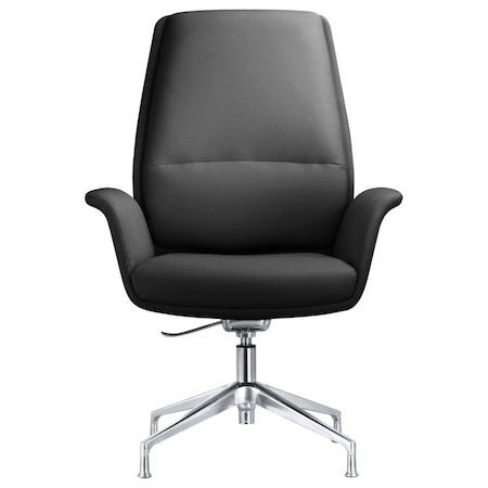 Leisuremod Summit Office Chair in Faux Leather and Aluminum Frame with Adjustable Height and Swivel, Black SGO21BLL