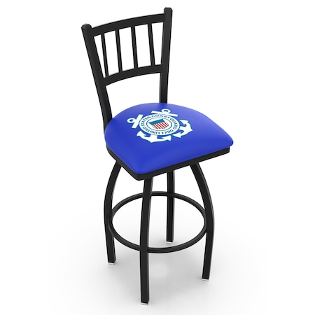 Holland Bar Stool Co 36" Blk Wrinkle U.S. Coast Guard Swivel Bar Stool, Jailhouse Back L01836CstGrd