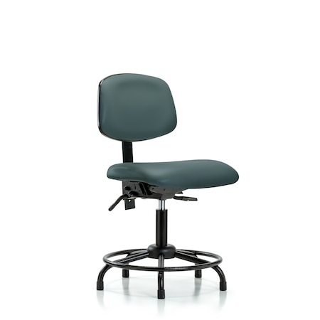 Blue Ridge Ergonomics Desk Chair Desk Chair, RT Glides, Vinyl, lBlu, No Arms, 18" to 23" Height, Vinyl, Colonial Blue BR-VDHCH-RT-T0-A0-RG-8546