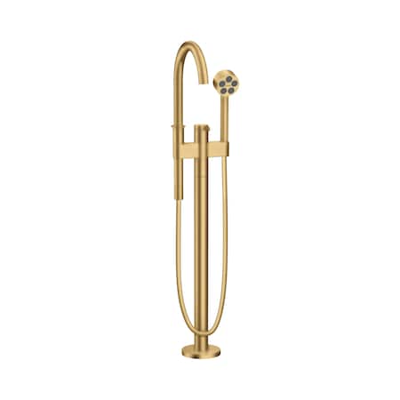 Axor ONE Freestanding Tub Filler Trim with 1.75 GPM Handshower in Brushed Gold Optic 48441251