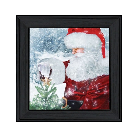 Homeroots Santas Tree Star 2 Black Framed Print Wall Art 407562
