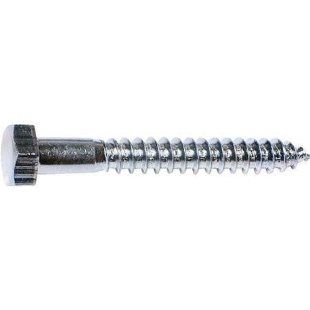 Midwest Fastener Lag Screw, #0, 4 in, Steel, Zinc Plated Hex Hex Drive 1293