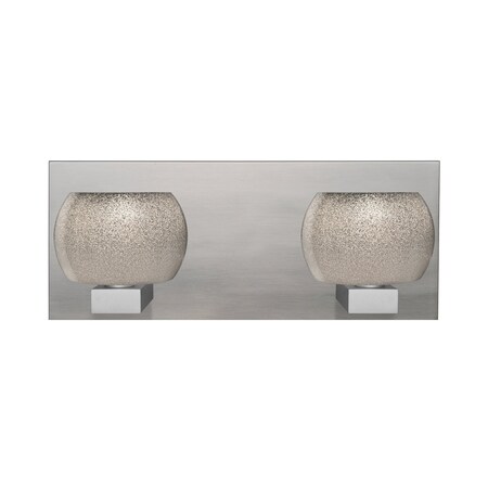 Besa Lighting Keno Vanity, Smoke Sand, Satin Nickel Finish, 2x60W Halogen 2WF-KENOSM-SN