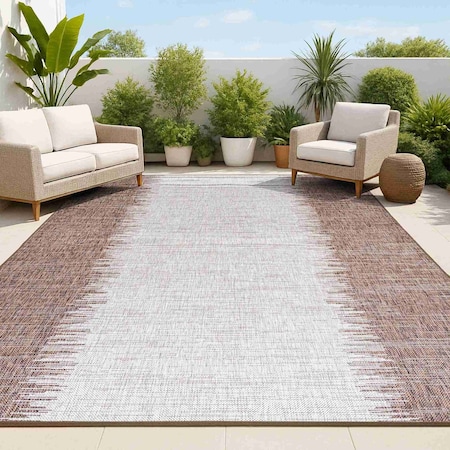 Jonathan Y Tavira Modern Strie' Brown/Beige 8 ft. x 10 ft. Indoor/Outdoor Area Rug SMB113B-8