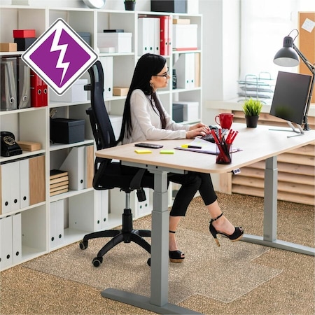 Floortex Chair Mat 45"x53", Traditional Lip Shape, Clear, for Carpet FR31341526LV