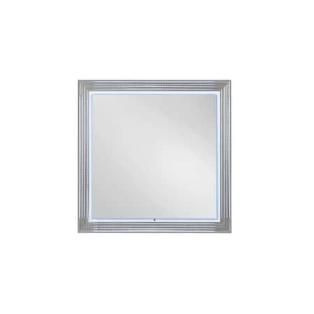 Homeroots 42" White Wood Square Lighted Dresser Mount Framed Mirror 564645