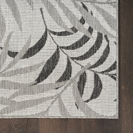 Homeroots 3' X 5' Gray Black And Ivory Palm Leaf Indoor Outdoor Area Rug 554902