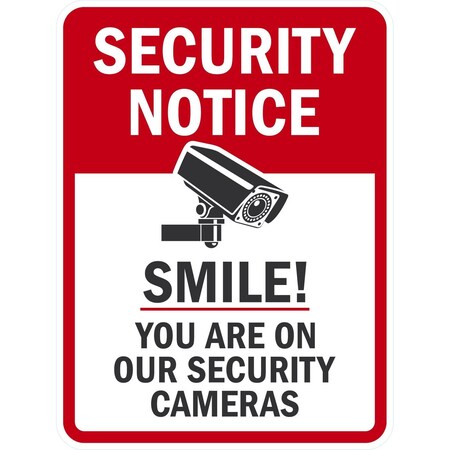 Lyle Security Notice Smile! You're On Our Security Cameras, 18x24, High Intensity Prismatic, White G-10482-HI_18x24