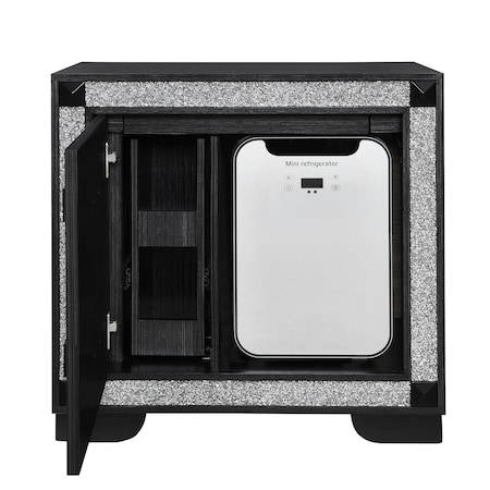 Global Furniture Usa Contemporary Glam Soleil Charcoal Nightstand With Cooler And Speaker SOLEIL-CHARCOAL-NS W/COOLER + SPKR
