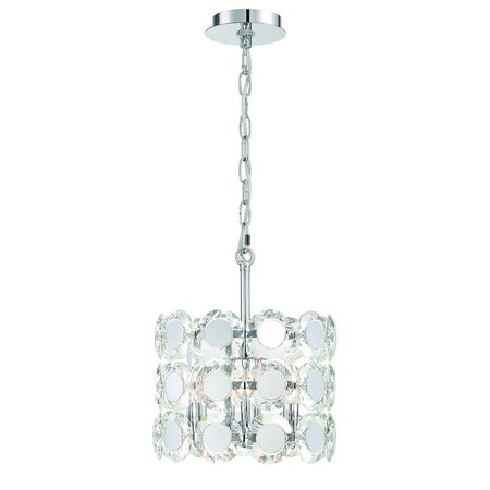 Eurofase Perrene Modern Incadescent Indoor Chandelier, 3-Light, Drum, Dimmable, Chrome 44284-015