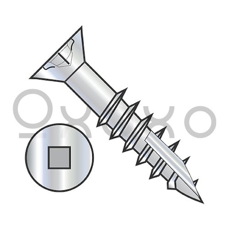 Oxoxo 8-11X3 1/2 Flat Head Nibbed Square Drive Deep Thread Wood Screw Type 17 2/3 Thread ZincBake, 1500PK 534922