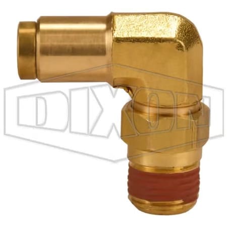 Dixon 69S5 x8 Push-In Elbow, 1/4 x 5/32 in Nominal, MNPT Swivel x Tube, Brass, Domestic 69S5X8