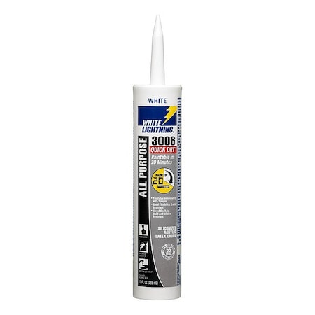 White Lightning Acrylic Caulk, 6 " L, 8 " W, White W12QD0010