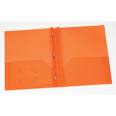 Oxford Poly Two Pocket Portfolio with Prongs, Orange, 25PK 76023