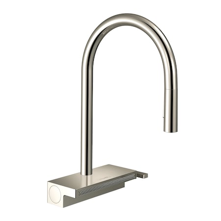 Hansgrohe Aquno Select HighArc Kitchen Faucet, 3-Spray Pull-Down, 1.75 GPM in Polished Nickel 73837831