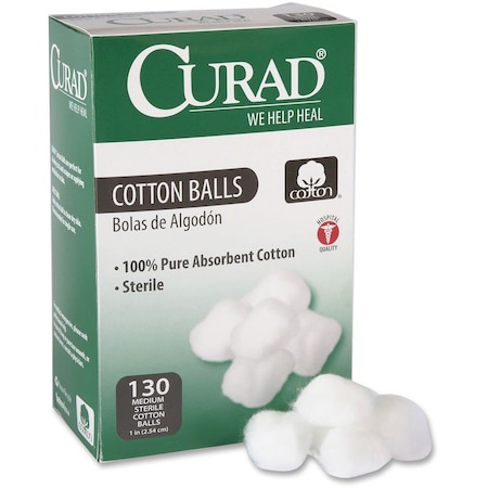 Curad Sterile Cotton Balls, 1", PK130 CUR110163RB