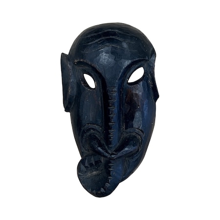 Homeroots 10" Black Solid Wood Decorative Mask Tabletop Sculpture 554704