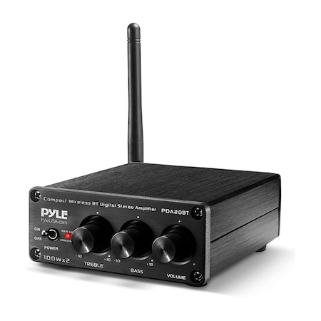 Pyle Pyle2x100W Bluetooth HiFi Mini Audio Amplifier - Class D Stereo, Aluminum Diecast, Wireless PDA20BT