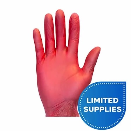 Safety Zone Disposable Gloves, 3.2 mil Palm, Powder-Free, S, 100 PK, Red WSZ-GVP9-1RD-S