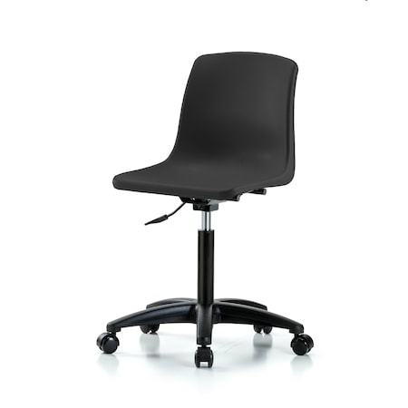 Blue Ridge Ergonomics Polypropylene Shell Chair - Medium Bench Height with Casters in Black SMBCH-RG-NF-NBC-BLK