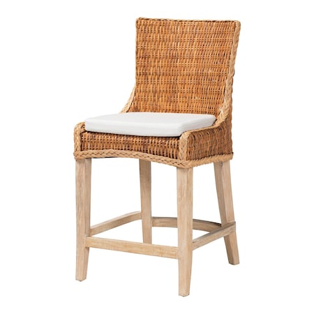 Bali & Pari Derris Natural Rattan Counter Stool, Light Honey 262-14297-ZORO