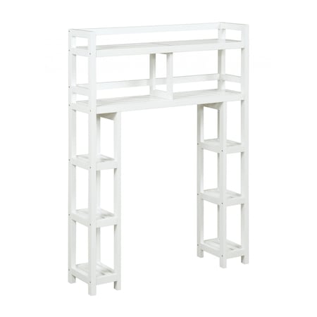 Homeroots White Finish 2 Tier Solid Wood Over Toilet Organizer 380020