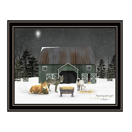 Homeroots Remembering the Night Christmas Manger Black Framed Wall Art 572039