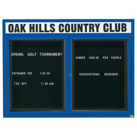 Aarco Illuminated Enclosed Letter Board Directory w/ Powder Coated Blue Al Frame and Header, 48''Hx60''W ADC4860HIB